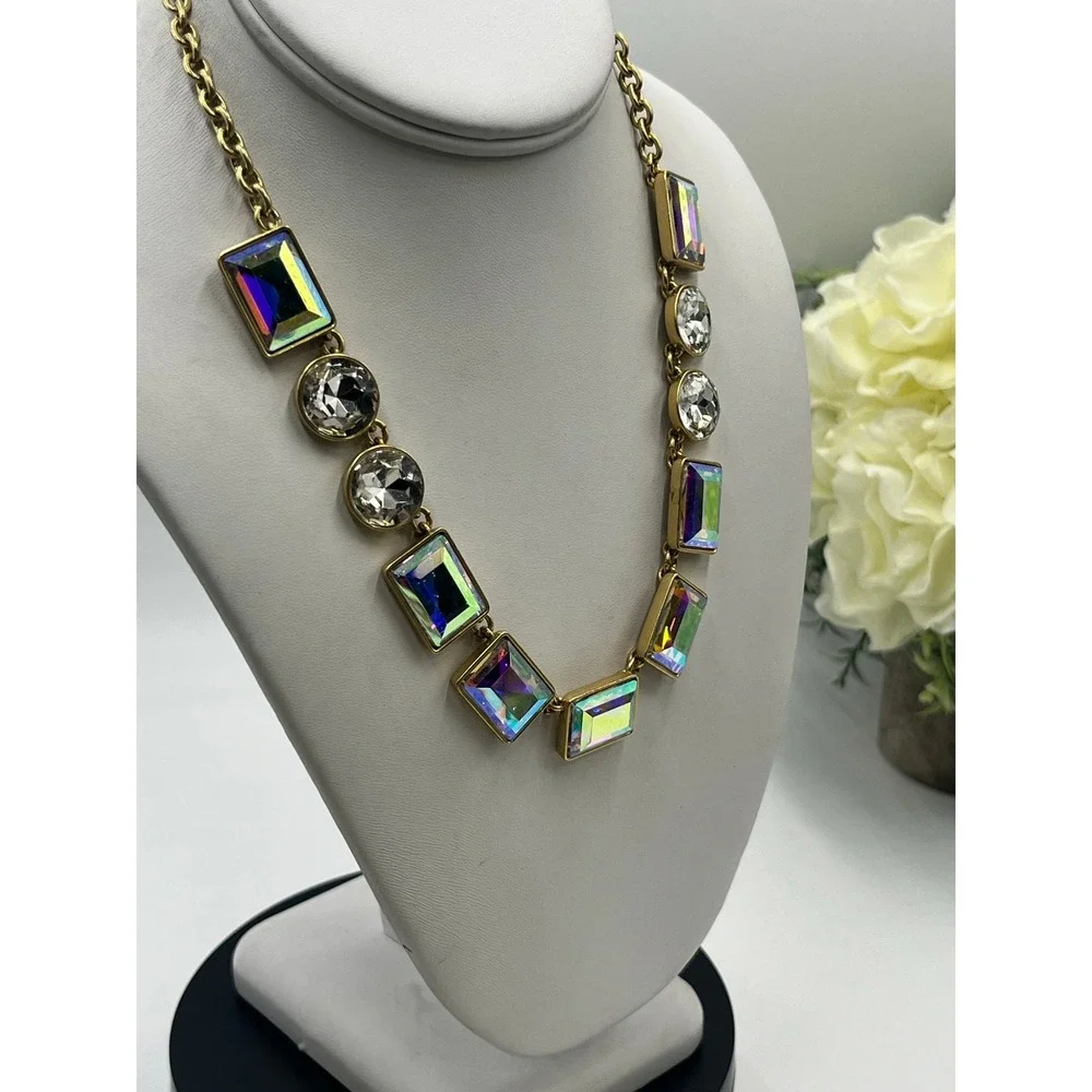 J. Crew Aurora Borealis Iridescent Rhinestone statement Necklace New‎